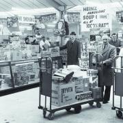 Traders trying out the trollies at Weston’s Cash and Carry warehouse