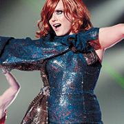 spectacular: Ana Matronic in full flow with the Scissor Sisters in Manchester