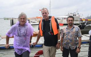 James May with fellow presenters Jeremy Clarkson and Richard Hammond while filming The Grand Tour. Picture: PA/Amazon Prime Video