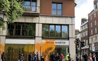 Just Stop Oil protestors spray paint over Aston Martin showroom in London (PA)