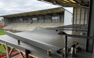 The stage that will host Scouting For Girls at Leigh Sports Village, constructed by AB Sundecks