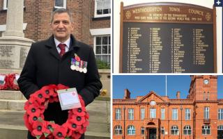 Cllr Neil Maher wants the memorial board in Westhoughton Town Hall to be kept safe when works take place