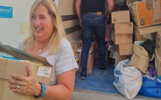 Wendy Warrington delivering aid at the Poland/Ukraine border