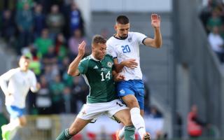 Dion Charles in action for Northern Ireland against Kosovo in the Nations League