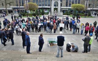 Bolton town centre protest against telecom poles. Henry Lisowski