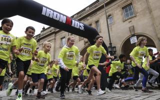 Children set off in the Ironkids event on Saturday Image: Huw Fairclough