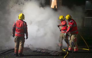 Firefighters tackling the fire in Little Lever