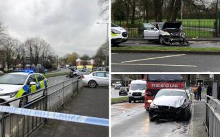 Two cars crashed on Moss Bank Way this afternoon