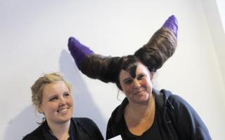MODERN HAIRYTALE: Student Abby Wilcox used her mum Dawn as her model to win the Bolton St Catherine’s Academy Avant Garde hairstyling competition with a style based on the film “Maleficent”