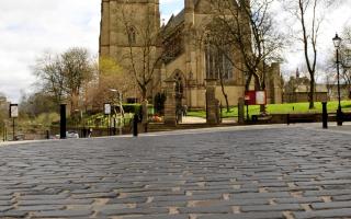 Setts in Churchgate, looking towards the parish church. Could they make a comeback in other Bolton streets?