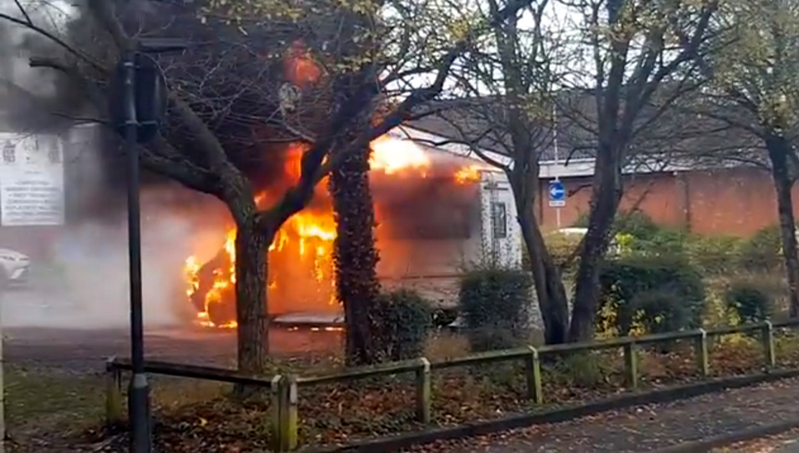 VIDEO: Firefighters battle motorhome fire on car park