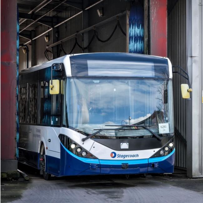 GROUNDBREAKING: Stagecoach’s 11.5m ADL Enviro200 during a public demonstration